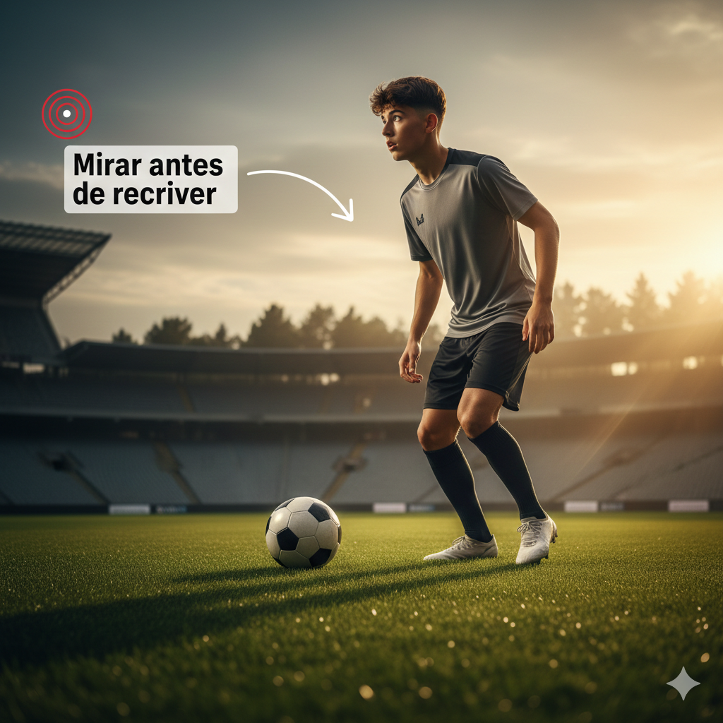 mira antes de  recibir el balon